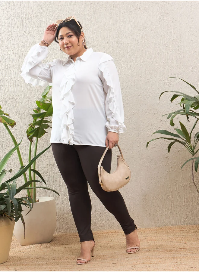 ساسافراس Plus Size High Rise Side Zipper Hem Jeggings