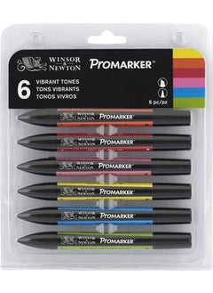 Winsor Newton Promarker Pen Set 6 Colors Vibrant Tones Set Strong Tones  - Image 1