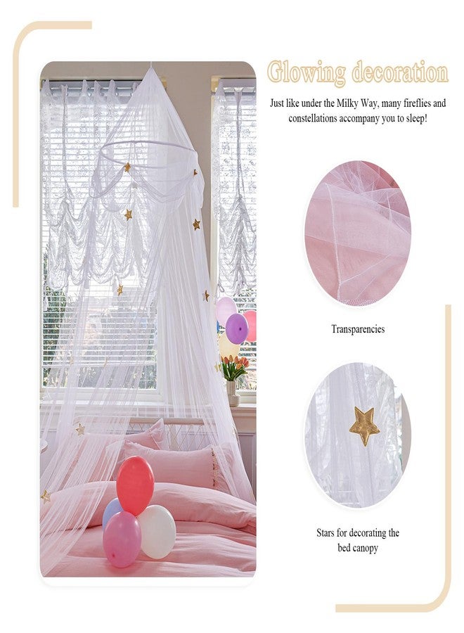 Lanpet Bed Canopy with Lights for Girls,Extra Large Dome Mosquito Net Reading Nook Canopy for Kids Boys Twin Full Queen Size Bed Indoor Decor Outdoor Camping, White, Fire Retardant Fabric - Image 4