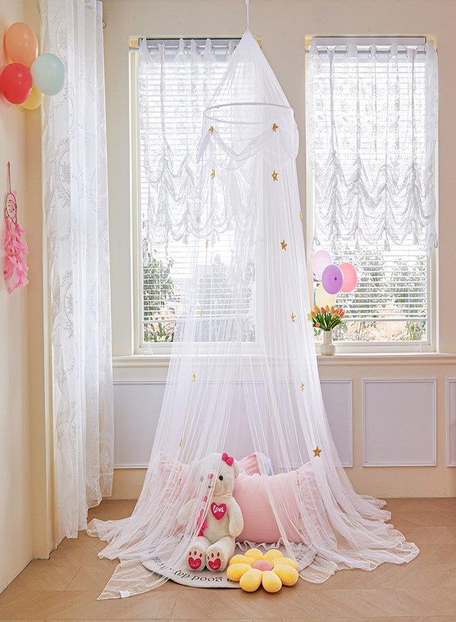 Lanpet Bed Canopy with Lights for Girls,Extra Large Dome Mosquito Net Reading Nook Canopy for Kids Boys Twin Full Queen Size Bed Indoor Decor Outdoor Camping, White, Fire Retardant Fabric - Image 2