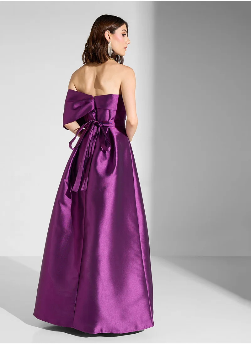 Iyra Bardot Satin Dress