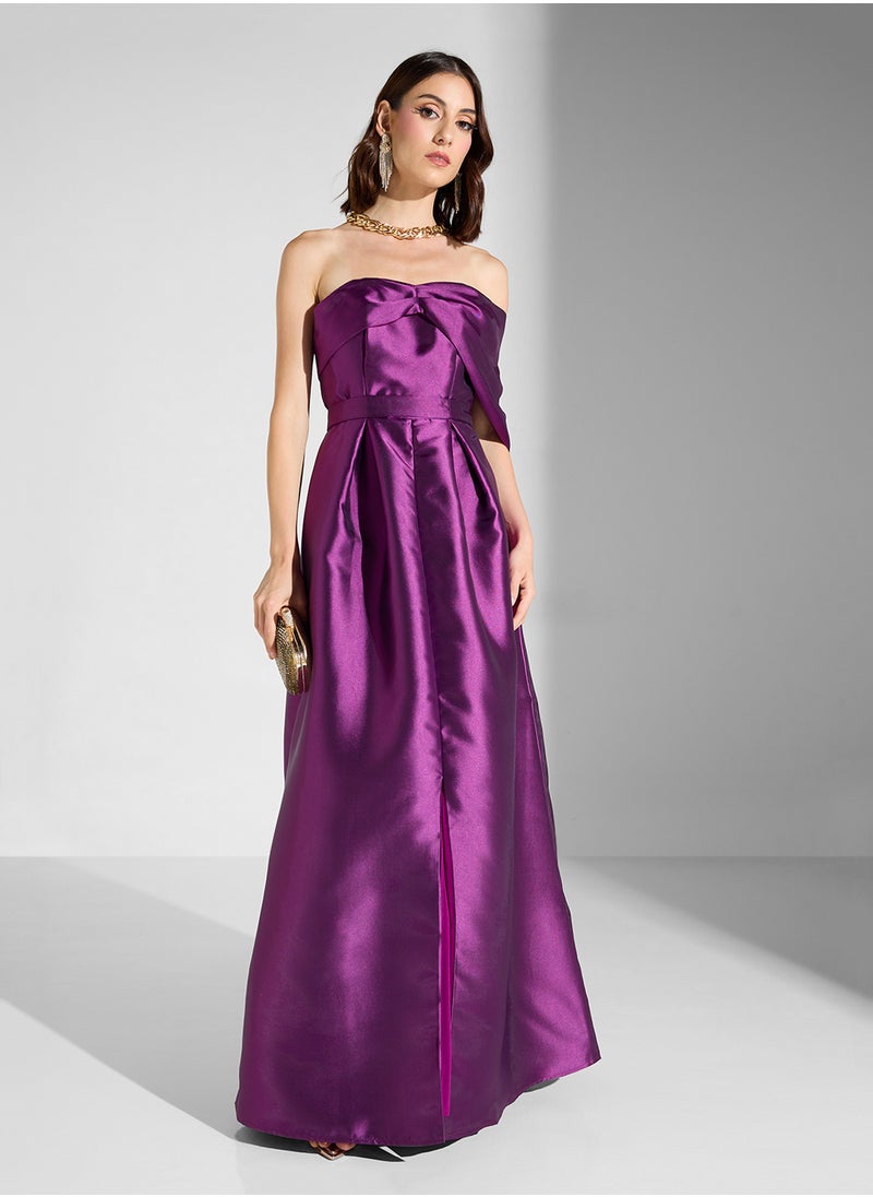 Iyra Bardot Satin Dress  - Image 1