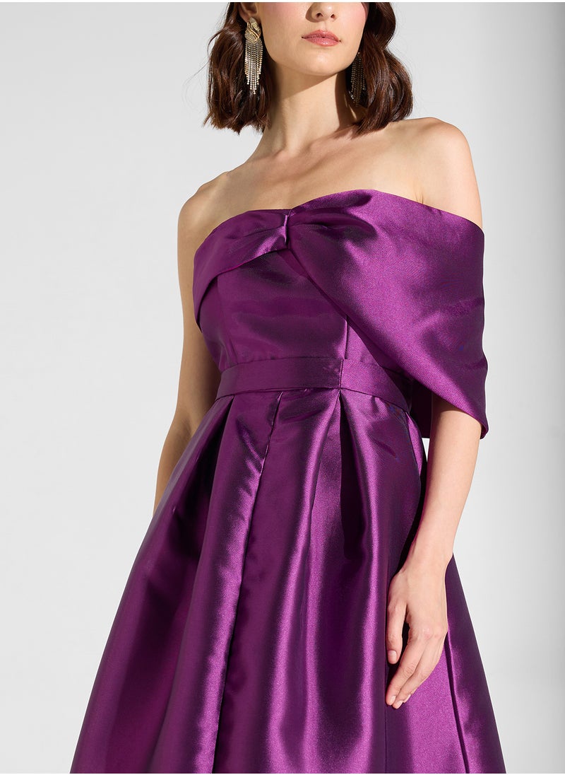 Iyra Bardot Satin Dress  - Image 3