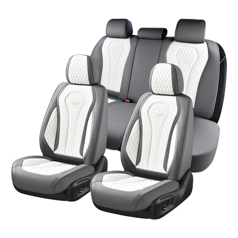 Coverado Seat Covers Car Seat Covers Full Set White Car Seat Cover Car Seat Cushion Waterproof Front Seats Back Seat Covers Luxury Seat Cover Car Seat Protector Universal Fit Most Cars
