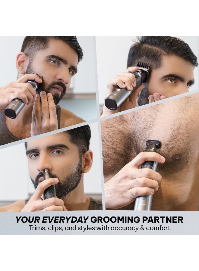 Blaupunkt 14-in-1 Trimmer & Shaver Kit for Men, Precision Beard Trimmer, Nose & Body Groomer, USB-C Rechargeable, LCD Display, 120 Min Runtime, Quick Charge, Multiple Combs, 2-Year Warranty – SRM614 - Image 4