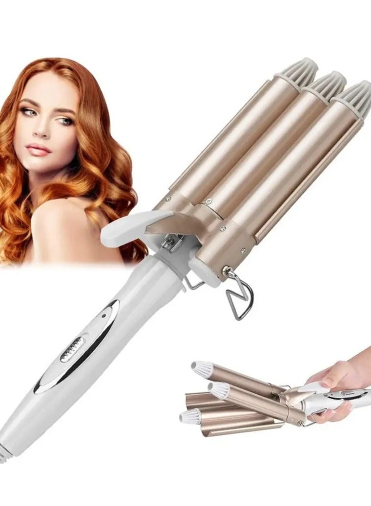 ELTRAZONE Curling Irons, Hair Waver, 3 Barrels, Adjustable Temperature Curling Wand, Fast Heating Curler for Long/Short Hair Styling Tool, 22mm - Image 1