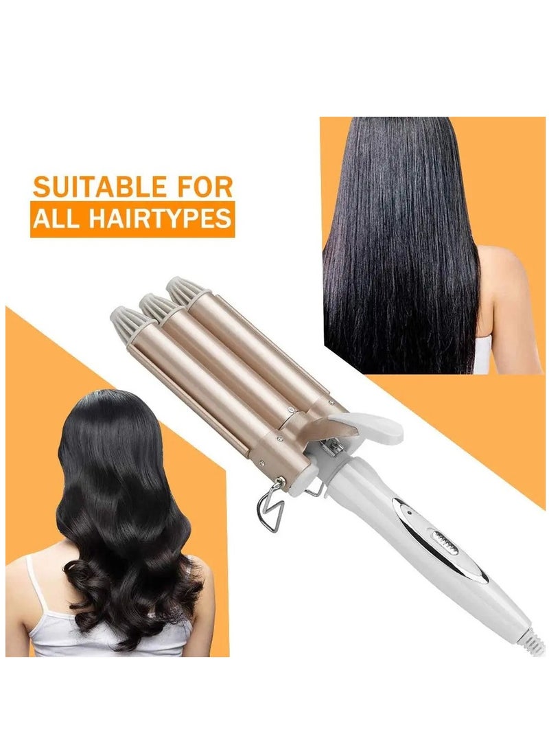 ELTRAZONE Curling Irons, Hair Waver, 3 Barrels, Adjustable Temperature Curling Wand, Fast Heating Curler for Long/Short Hair Styling Tool, 22mm - Image 2