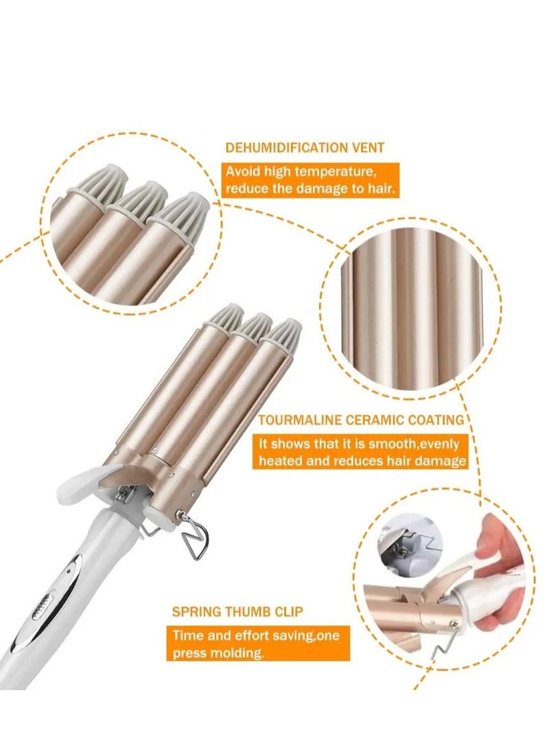 ELTRAZONE Curling Irons, Hair Waver, 3 Barrels, Adjustable Temperature Curling Wand, Fast Heating Curler for Long/Short Hair Styling Tool, 22mm - Image 5