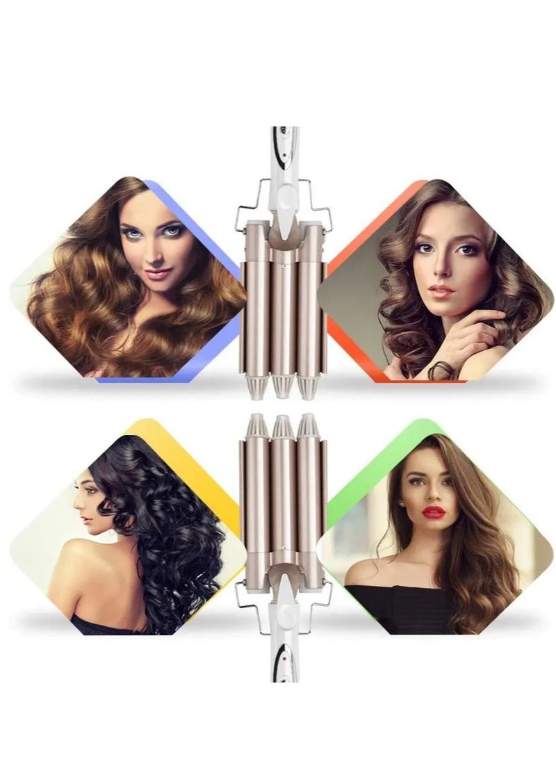 ELTRAZONE Curling Irons, Hair Waver, 3 Barrels, Adjustable Temperature Curling Wand, Fast Heating Curler for Long/Short Hair Styling Tool, 22mm - Image 4
