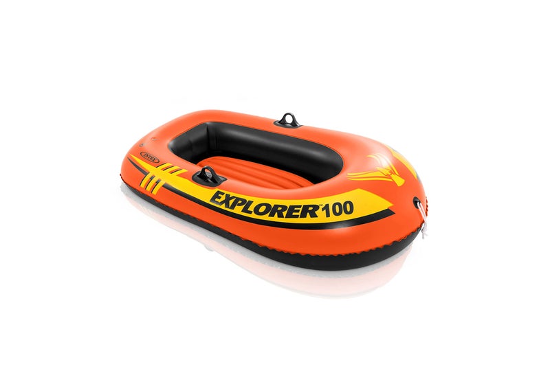 Intex 58329EP Explorer 100 Inflatable Boat: Dual Air Chambers â€“ Welded Oar Locks â€“ Grab Rope â€“ 1-Person â€“ 120lb Weight Capacity - Image 1