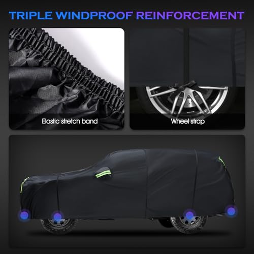 Qualencey Car Cover Custom Fit for Toyota 4Runner 1995-2025,6 Layers Truck Cover Waterproof All Weather for Automobiles,Outdoor Full Exterior Cover,Rain, Sun, Wind Protection,Black - Image 5