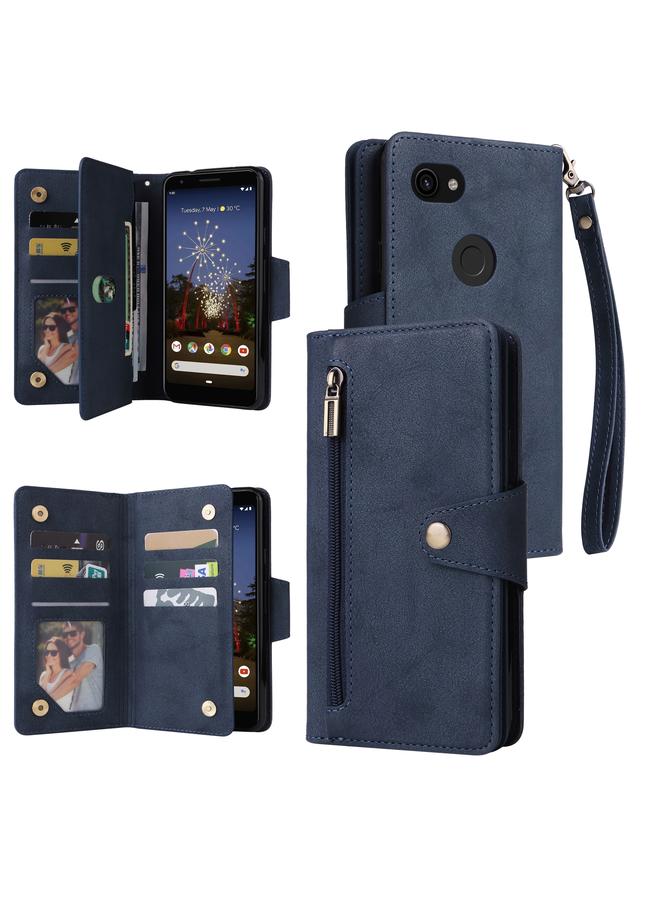 S-TOP Case For Google Pixel 3A Rivet Buckle 9 Cards Three Fold Leather Phone Case - Image 1