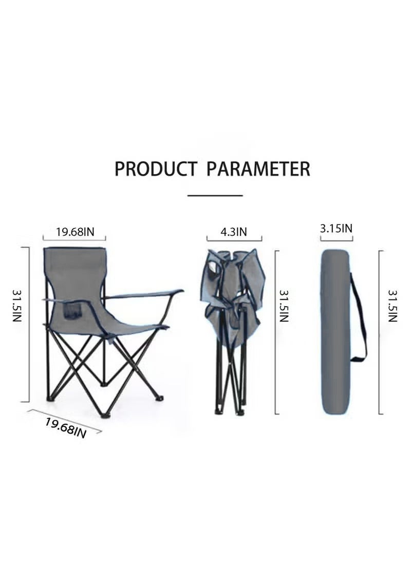 CIMIA Camping Chair.80*50*50cm.Portable Folding Outdoor Chair，Gray  - Image 2