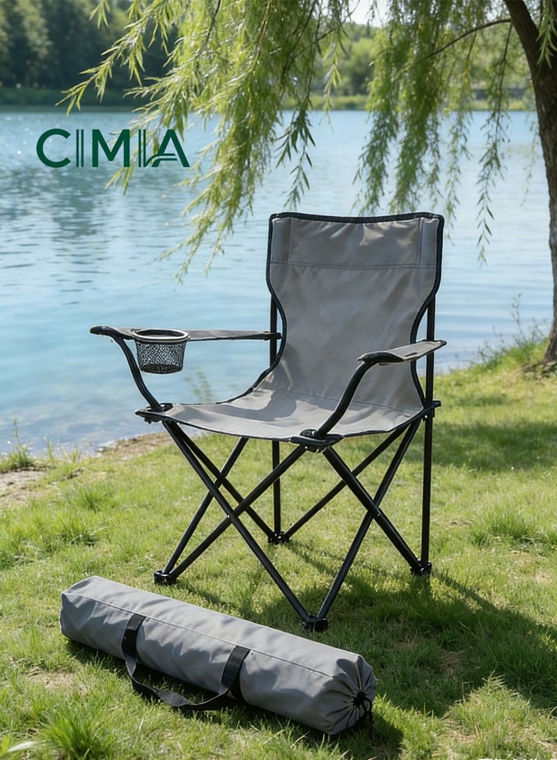 السيميا كرسي رحلات وبحر قابل للطي محمول - مقاس 50x50x80 سم - مع حقيبة تخزين ومنظم أكواب - Image 1