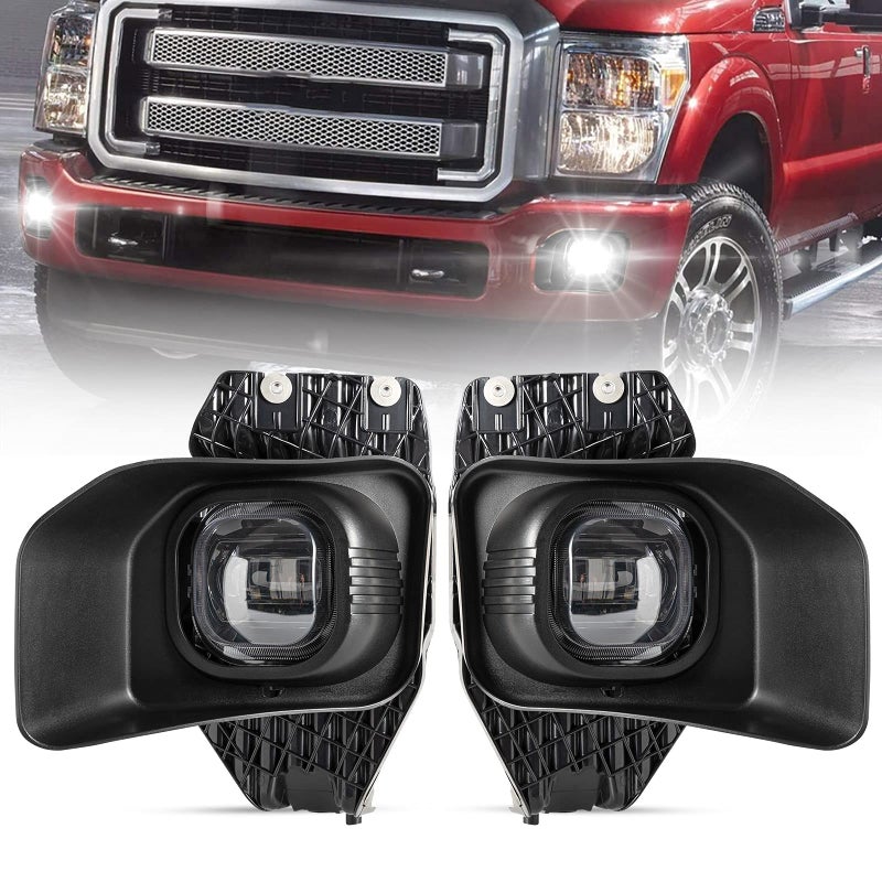 أضواء الضباب LED من BUNKER لصندوق فورد F250F350F450 2011 2012 2013 2014 2015 2016 مجموعة كاملة من أضواء الضباب مع مجموعة تركيب وغطاء حواف
