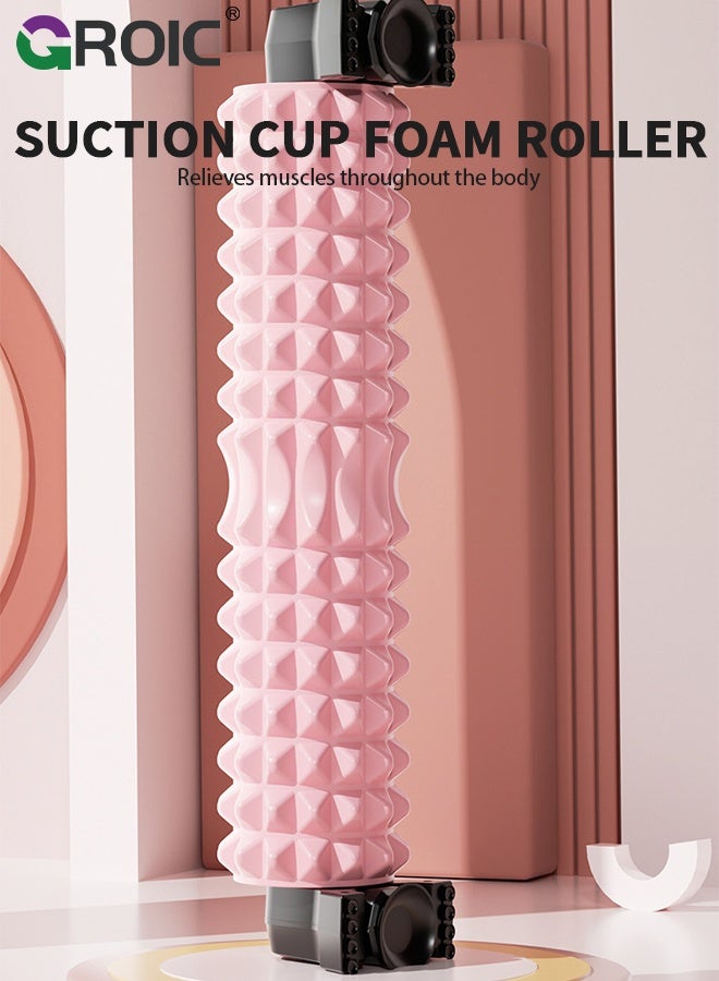 GROIC Trigger Point Yoga Roller with Stand and Suction Cup, Medium Density Foam Roller Long Yoga Roller Foam Exercise Roller for Physical Therapy, Muscles Deep Tissue, Pilates, Back Pain and Muscle Recovery (Pink) - Image 2