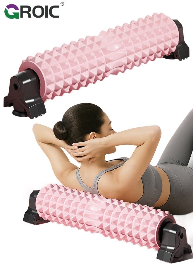 GROIC Trigger Point Yoga Roller with Stand and Suction Cup, Medium Density Foam Roller Long Yoga Roller Foam Exercise Roller for Physical Therapy, Muscles Deep Tissue, Pilates, Back Pain and Muscle Recovery (Pink) - Image 1