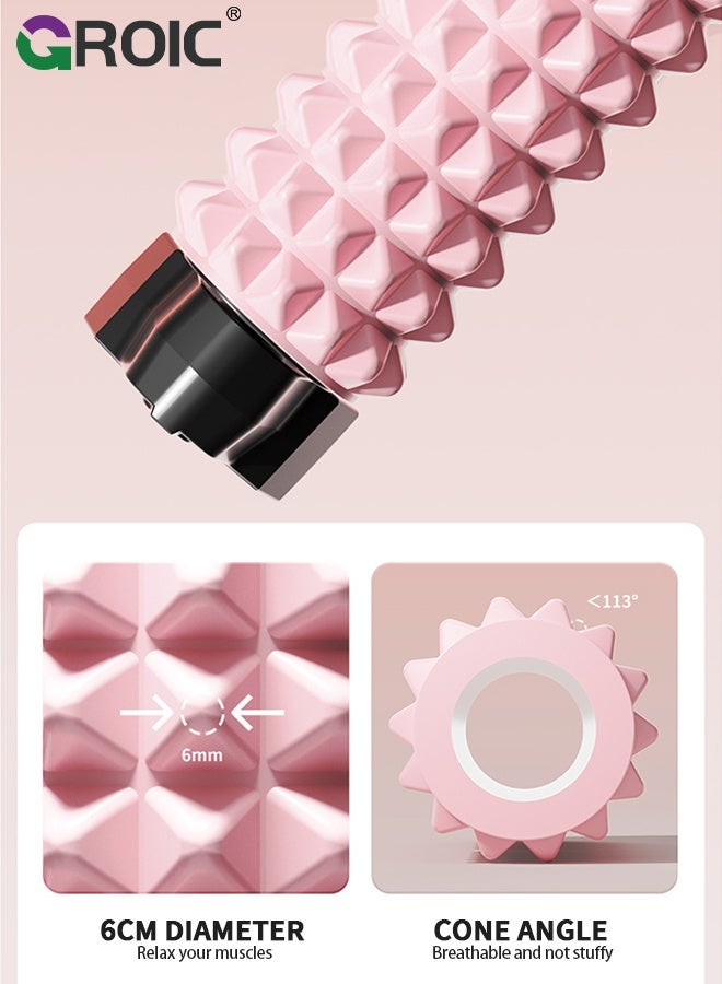 GROIC Trigger Point Yoga Roller with Stand and Suction Cup, Medium Density Foam Roller Long Yoga Roller Foam Exercise Roller for Physical Therapy, Muscles Deep Tissue, Pilates, Back Pain and Muscle Recovery (Pink) - Image 4