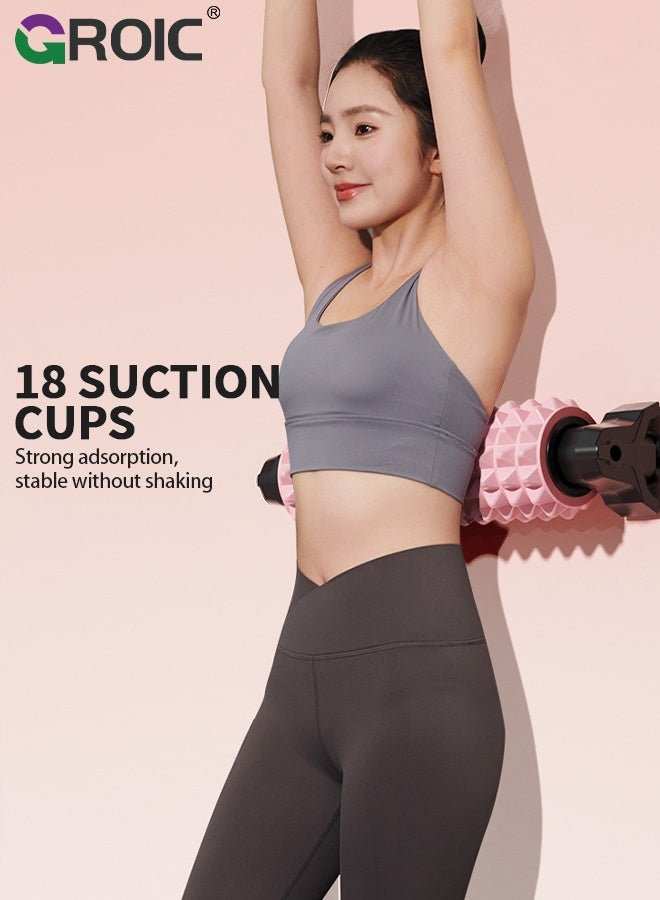 GROIC Trigger Point Yoga Roller with Stand and Suction Cup, Medium Density Foam Roller Long Yoga Roller Foam Exercise Roller for Physical Therapy, Muscles Deep Tissue, Pilates, Back Pain and Muscle Recovery (Pink) - Image 3