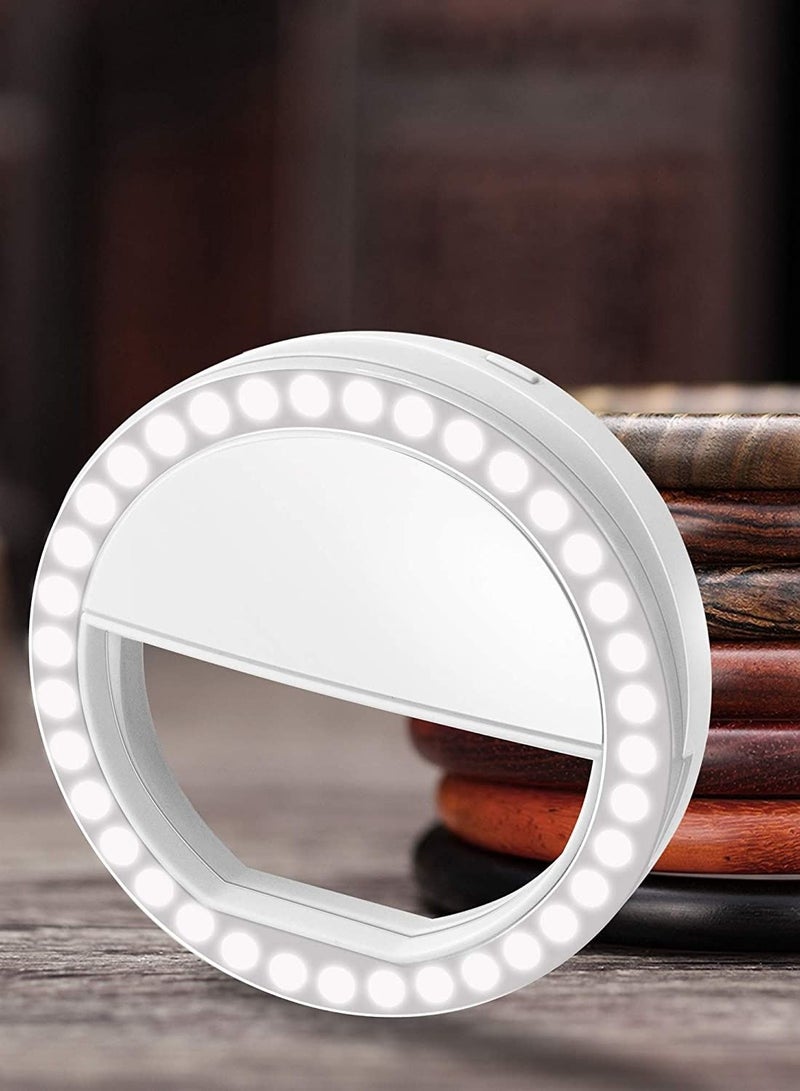 Selfie Ring Light, XINBAOHONG Rechargeable Portable Clip-on Selfie Fill Light with 36 LED for Smart Phone Photography, Camera Video, Girl Makes up (White-C, 36LED) - Image 4