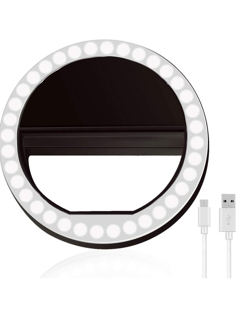 Selfie Ring Light, XINBAOHONG Rechargeable Portable Clip-on Selfie Fill Light with 36 LED for Smart Phone Photography, Camera Video, Girl Makes up (White-C, 36LED) - Image 2