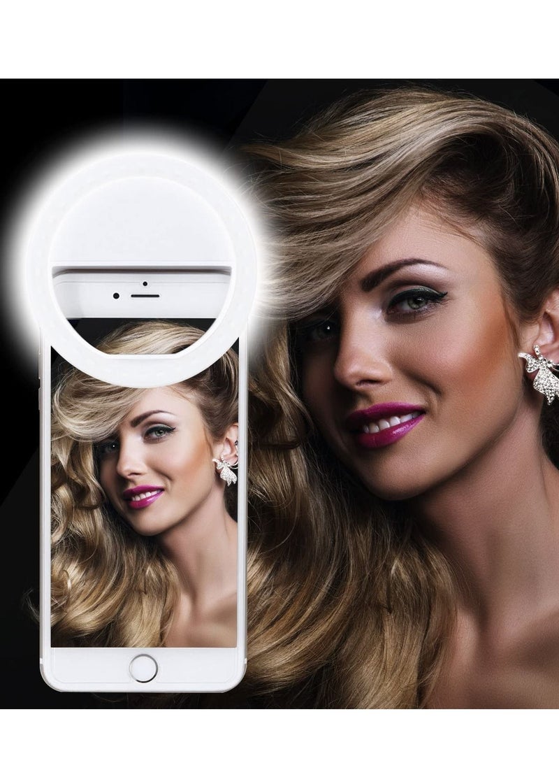 Selfie Ring Light, XINBAOHONG Rechargeable Portable Clip-on Selfie Fill Light with 36 LED for Smart Phone Photography, Camera Video, Girl Makes up (White-C, 36LED) - Image 1