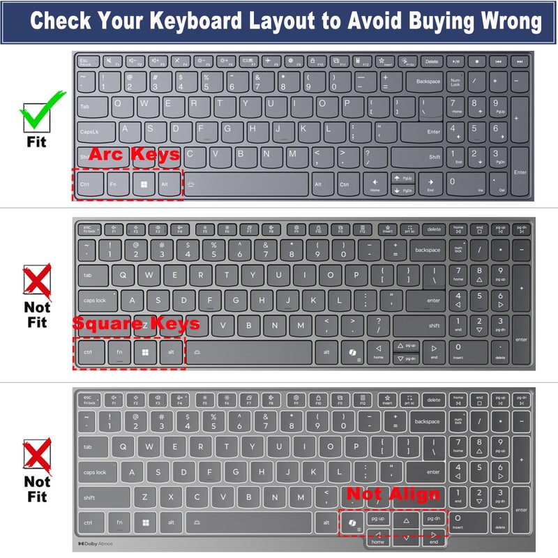 MUBUY-GOL غطاء لوحة المفاتيح لجهاز Lenovo Ideapad Flex 5 5i 15.6" 16"، IdeaPad Slim 5 5i/Slim 3 3i 15.6" 16"، Ideapad Flex 5/5i 15.6" 16"، Lenovo Yoga 7 7i 15.6 16، Yoga Slim 7 15.6، Ideapad 3/Ideapad 5 15.6 17.3 - Image 2