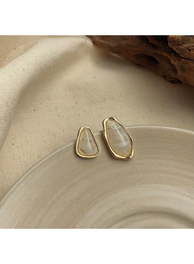 Retro Elegant Brown Earrings Female Geometric Blooming Acrylic Earrings Personality Fashion High Sense Earrings