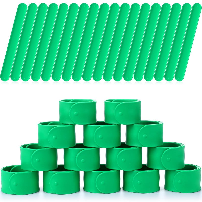 Vinsot 30 Pcs Silicone Slap Bracelets Gift for Kids DIY Slap Bands Party Favor Soft Blank Snap Wristbands Bulk for School Craft Project Painting Classroom Prizes Birthday WeddingGreen - Image 3