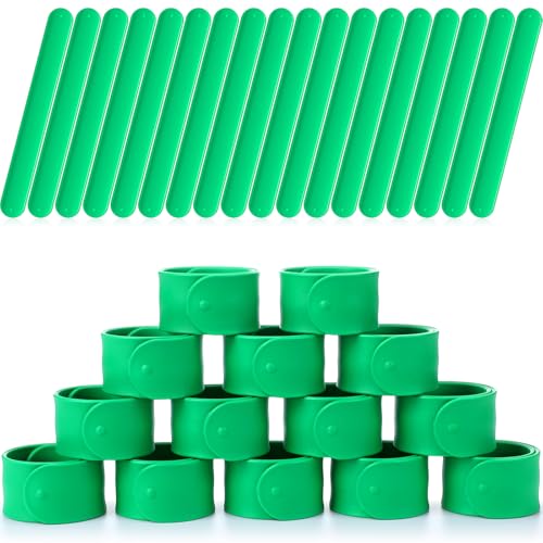 Vinsot 30 Pcs Silicone Slap Bracelets Gift for Kids DIY Slap Bands Party Favor Soft Blank Snap Wristbands Bulk for School Craft Project Painting Classroom Prizes Birthday WeddingGreen - Image 1