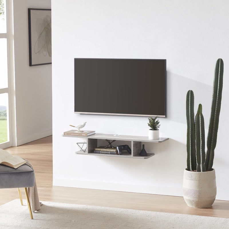 Floating TV Stand Wall Mounted Entertainment Center and Cabinet Shelf TV Console with Storage Media Console for DVD Player SpaceSaving Under TV Shelf for Bedroom Living Room Grey