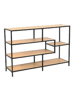Micasa High-Quality and Durable Melamine Freestanding Shelf Brown and Black 78 x 35 x 114 cm SJ-24115 