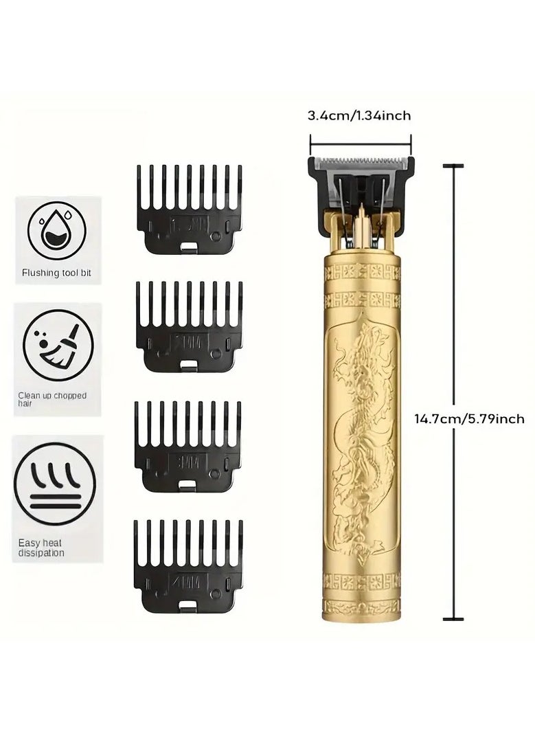ORiTi Engraved Electric Hair Clipper, USB Rechargeable Trimmer With T/R-Shaped Cutter Heads, Washable Blades, 4 Guide Combs For Hair, Beard, And Body Grooming  - Image 5