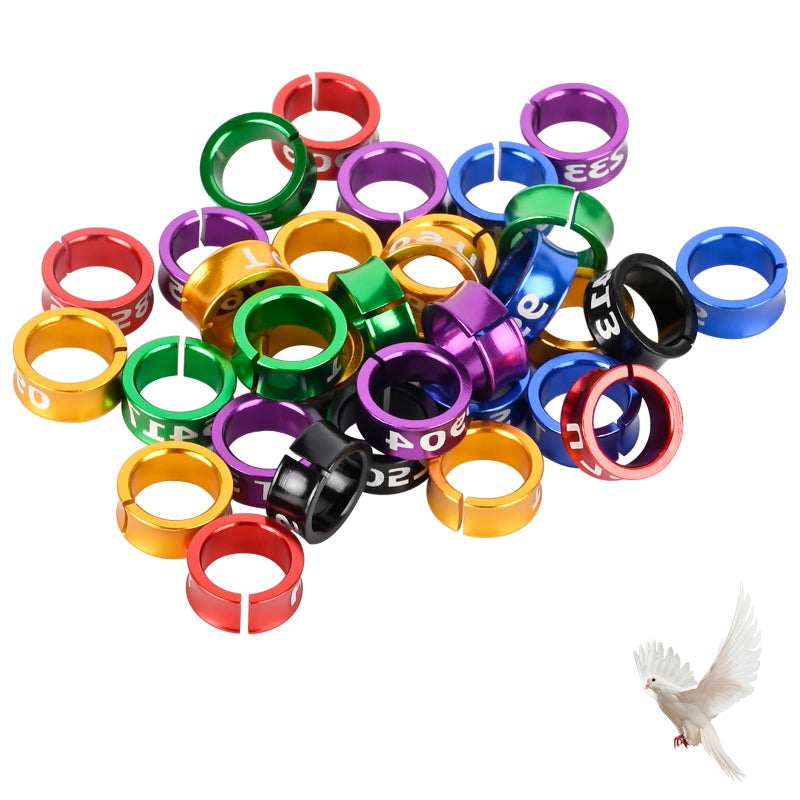 STPCTOU Open Bird Leg Rings Aluminum Identification Rings for Pigeons Parrots Doves More Mixed Colors 50 PCS Per Pack - Image 2