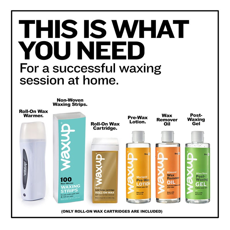 Waxup Gold Roll On Hair Removal Cartridge, Depilatory Roller Refill for Legs and Arms 3.88 Ounce / 110g (4 Pack) - Wax Warmer and Strips Not Included - Image 5