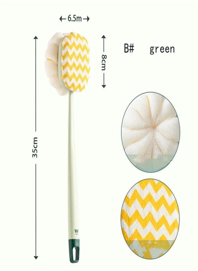 Sunshine Enterprise Shower Body Plastic Brush with Bristles and Loofah, Back Scrubber Bath Mesh Sponge with Curved Long Handle for Men and Women with Blackheads Removal Stick - Image 2