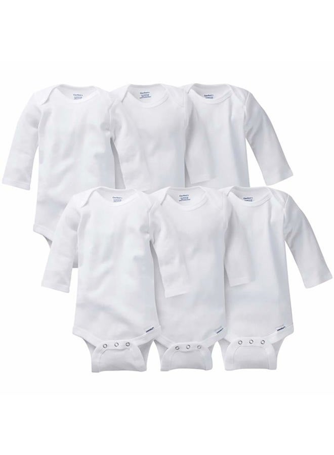 Gerber Baby Girls' 3-Pack or 6-Pack Long-Sleeve Onesies Bodysuit Toddler T-Shirt Set, White, 6-9 Months (Pack of 3) - Image 1