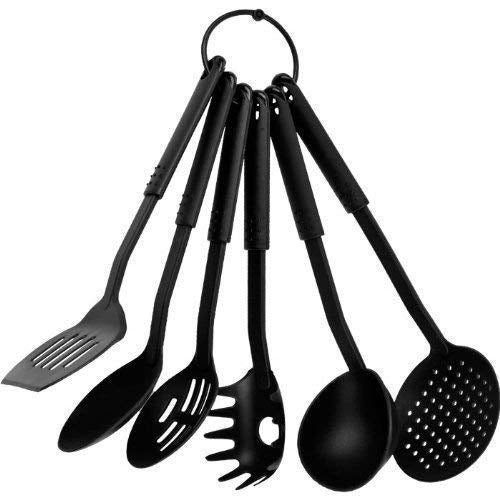 PATTAR PATTAR Premium 6pc Nylon Kitchen Utensil Set for Cooking 30cm Cooking UtensilsSlotted SpatulaSlotted SpoonSpaghetti ServerServing SpoonSoup ladleSpatulas - Image 1
