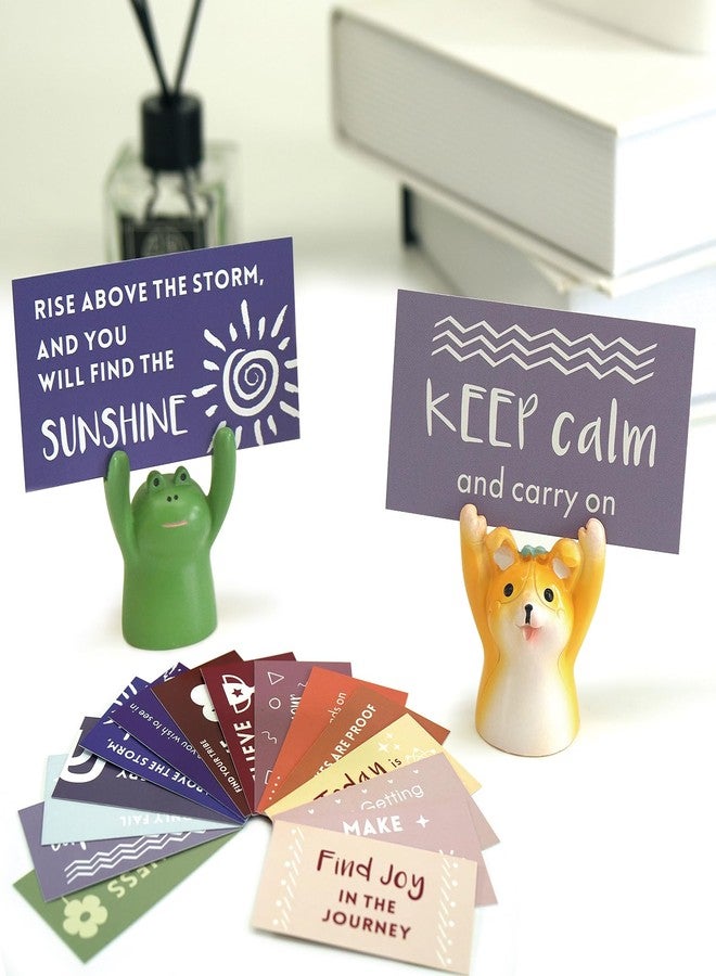 NOONEAU 2 PCS Inspirational Cute Office Decor - Motivational Quotes Desk Ornaments,Minimalist Tiny Desktop Figurines - Ideal Gifts for Women,Friends,Colleagues,Teachers,and Students(Frog and Dog) - Image 1