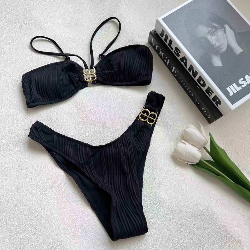 Thailand Bikini Metal Buckle Export Manufacturer Multi-Color Small Chest Ins Style Split Swimsuit Female B- Shaped Buckle - Image 1