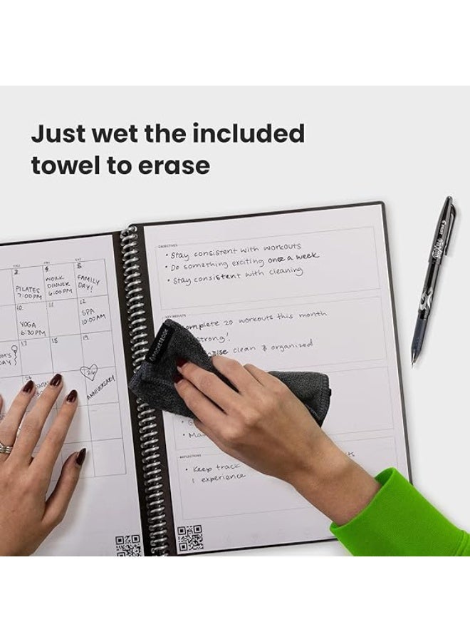 روكيت بوك دفتر روكيت بوك فيوجن الرقمي القابل لإعادة الاستخدام A4 – نوت بوك ذكي قابل للمسح بـ 7 أنماط صفحات، قائمة مهام، مفكرة يومية، مخطط أسبوعي وشهري مع قلم فريكسون، أزرق - Image 5