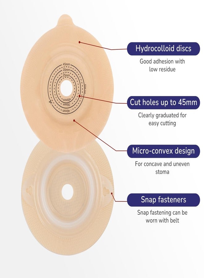 DERAYMI 15 PCS Colostomy Bags, Two Piece Convex Ostomy Bag Colostomy Supplies, Drainable Ostomy Pouches for Uneven Wrinkled Skin Irregular Stoma, Cut-to-fit 15-45mm (10 x Bags+5 x Convex Barriers - Image 2