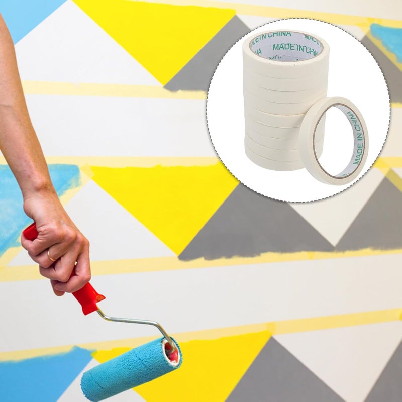 شريط تمويه من ورق الكريب الأبيض 10 قطع قابل للتمزيق من جانب واحد لطلاء الأعمال اليدوية DIY تزيين المنزل - Image 3