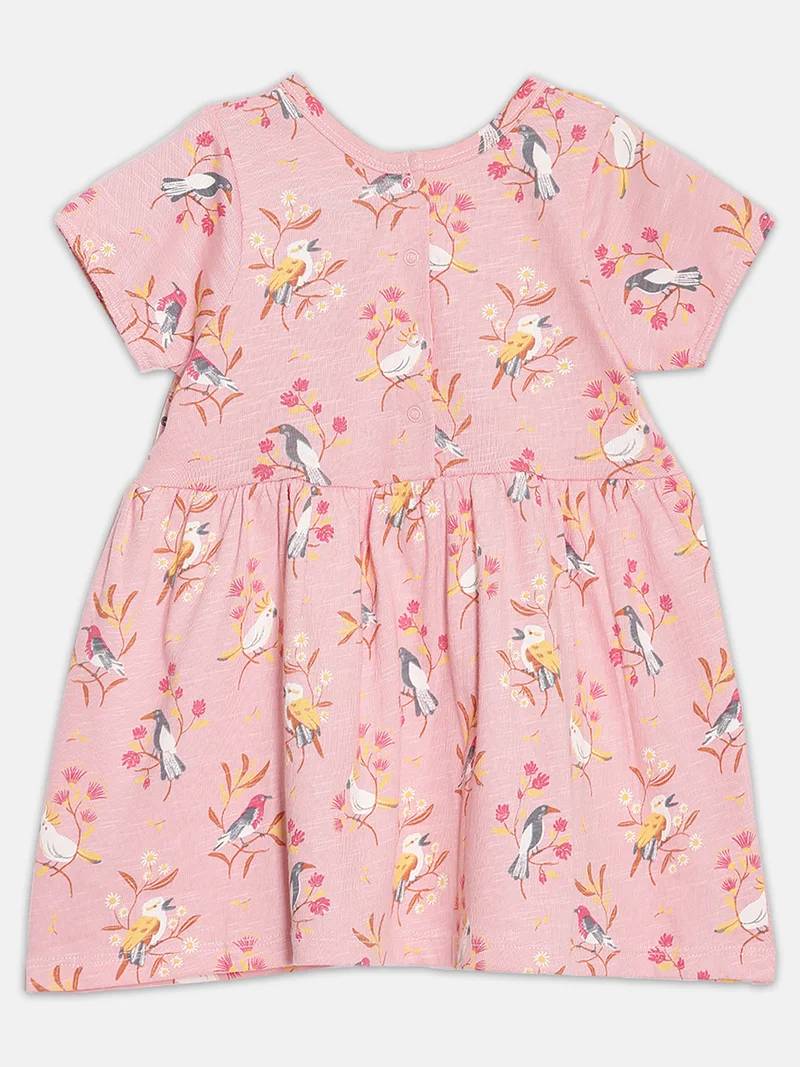 Broon Broon Infant Girls Light Orange Floral Organic Cotton Dress