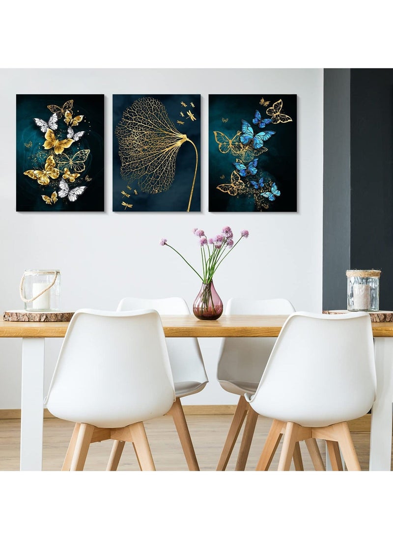 Captaintech Butterfly Canvas Painting, Nordic Wall Art Poster, Gold Print Scandinavian Decoration Picture, No Frame Wall Pictures for Bedroom, Living Room, Artwork Home Decor (40*30 cm, 3 Pcs) - Image 4