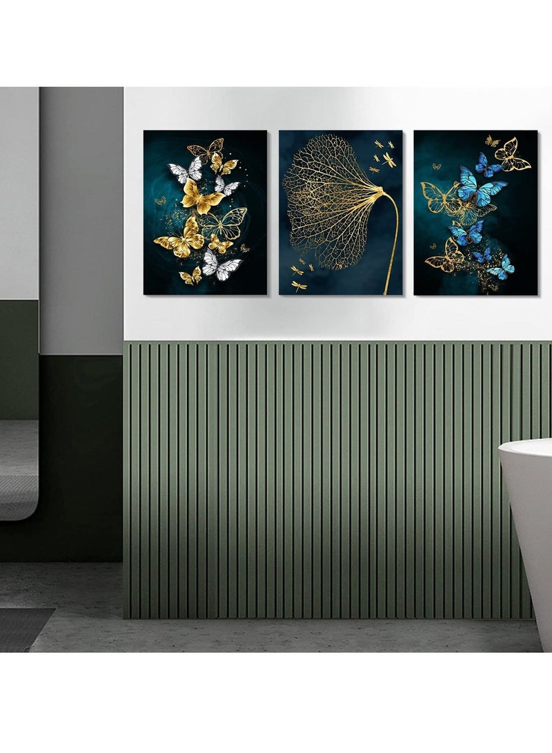 Captaintech Butterfly Canvas Painting, Nordic Wall Art Poster, Gold Print Scandinavian Decoration Picture, No Frame Wall Pictures for Bedroom, Living Room, Artwork Home Decor (40*30 cm, 3 Pcs) - Image 5