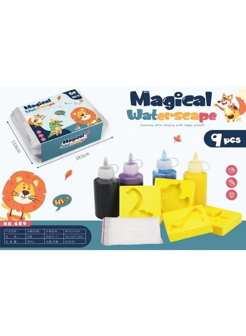 Water Toys Set Water Gel Plastic Glass with Molds - Educational Marine Life Toy 9 pcs - Image 1