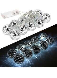 Y&D Led Disco Ball String Lights, 20 Pcs Mirror Party Light Glass Decorative with Remote Control for Indoor Outdoor Patio Yard Garden Kids Bedroom Living Dorm (White)  - Image 1