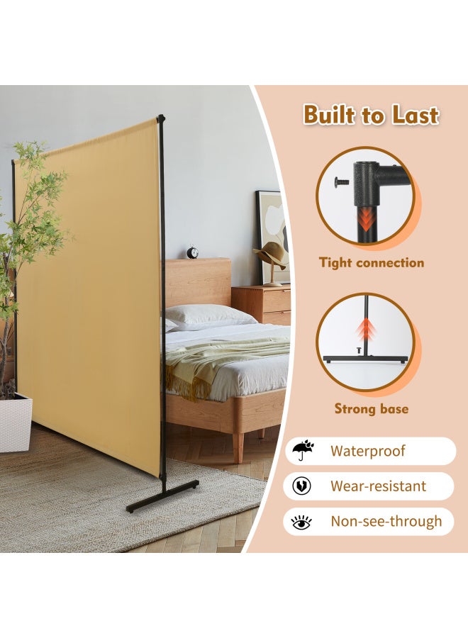 Privacy Screen Room Divider With Wider Feet - Portable Partition Panel 73" W X 75" H, Freestanding Separator, Khaki - Image 5