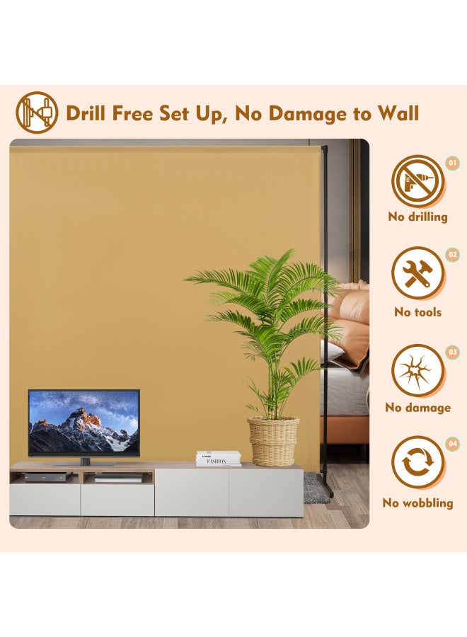 Privacy Screen Room Divider With Wider Feet - Portable Partition Panel 73" W X 75" H, Freestanding Separator, Khaki - Image 2
